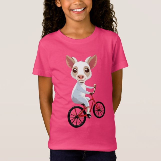 Cute Little white-get på en cykel T Shirt (Framsida)