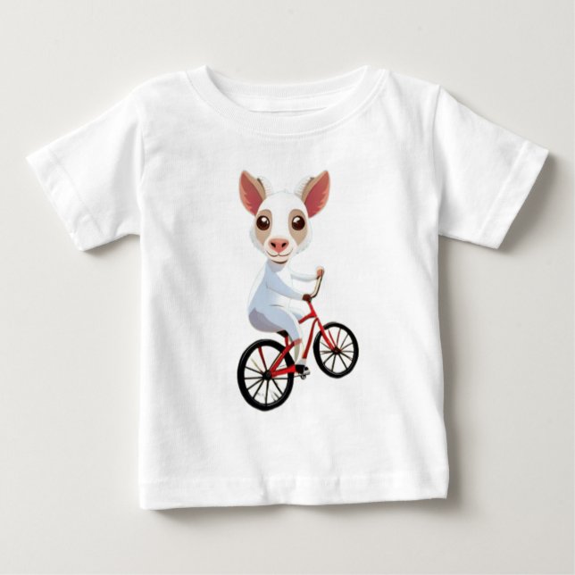 Cute Little white-get på en cykel T Shirt (Framsida)