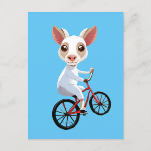 Cute Little white-get på en cykel Vykort