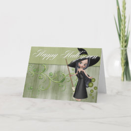 Cute Little Witch 2 Halloween Greeting Card Kort