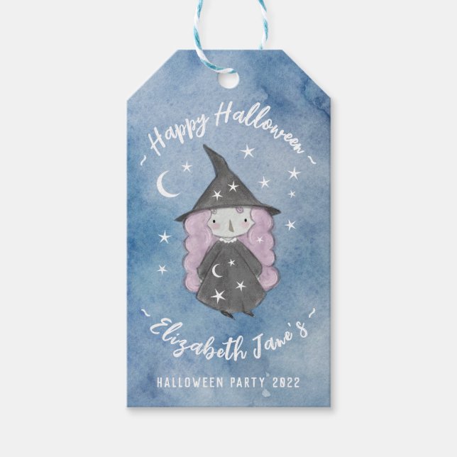 Cute Little Witch Children's Halloween fest Gift Presentetikett (Framsidan)