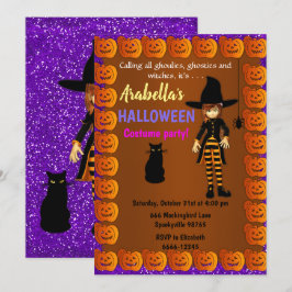 Cute Little Witch Children's Halloween Inbjudningar