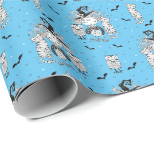 Cute Little Witch Gires med Fladdermöss Cat och U Presentpapper