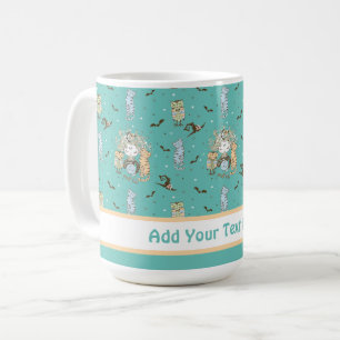 Cute Little Witch Gires med Fladdermus-katter och Kaffemugg