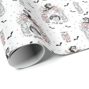 Cute Little Witch Gires med Fladdermus-katter och Presentpapper