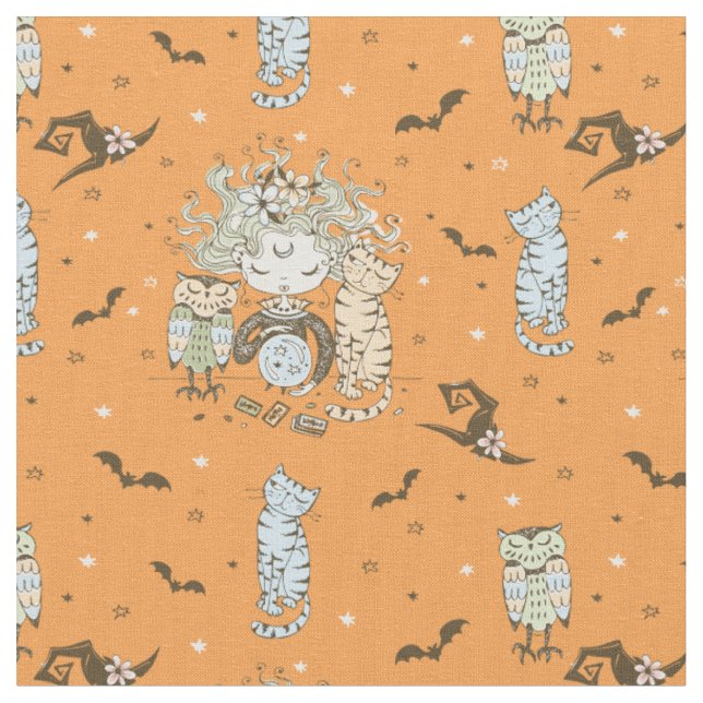 Cute Little Witch Gires med Fladdermus-katter och  Tyg (Närbild)