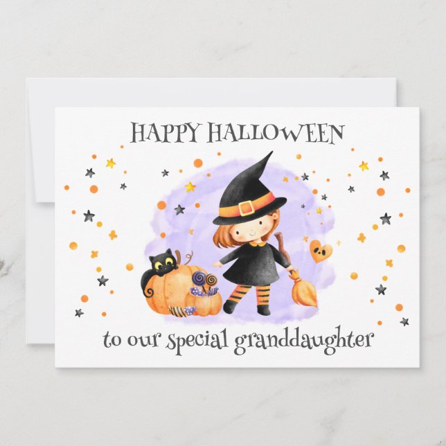 Cute Little Witch Halloween Card Meddelande (Framsida)