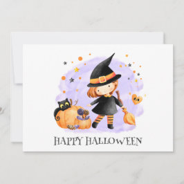 Cute Little Witch Halloween Card Meddelande