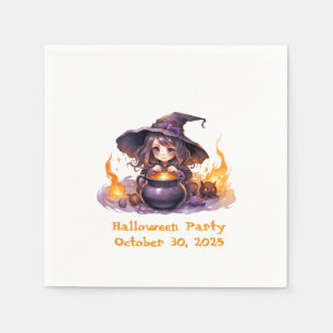 Cute Little Witch med Caldron och Flames Pappersservett