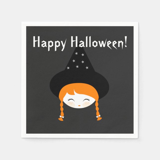 Cute Little Witch med Hat & Stars Pappersservett (Framsidan)