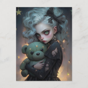 Cute Little Witch med Nalle Vykort