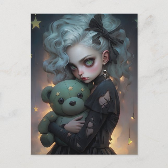 Cute Little Witch med Nalle Vykort (Framsida)