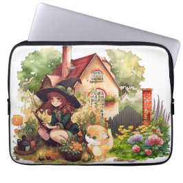 Cute Little Witch och Fox Electronics Bag Laptop Fodral