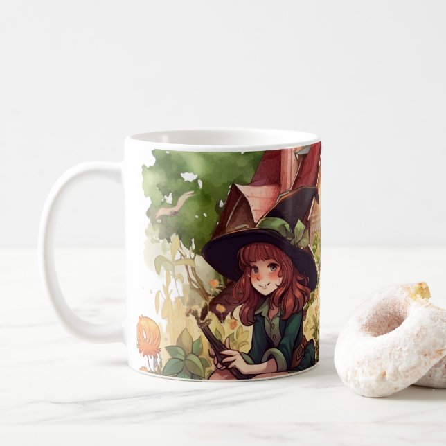 Cute Little Witch och Fox Mugg (Med munk)