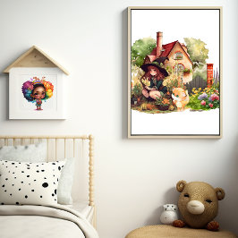 Cute Little Witch och Fox Poster