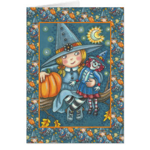 CUTE LITTLE WITCH, RAG DOLL, HAPPY HALLOWEEN Verse OBS Kort