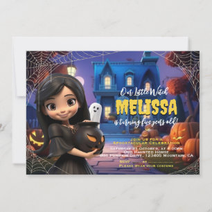 Cute Little Witch Spooktacular Birthday-inbjudan Inbjudningar