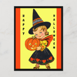 Cute Little Witch, vacker Halloween Vykort