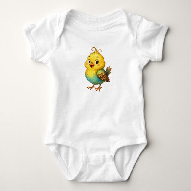 Cute Little Yellow Chick Baby Bodysuit T Shirt (Framsida)