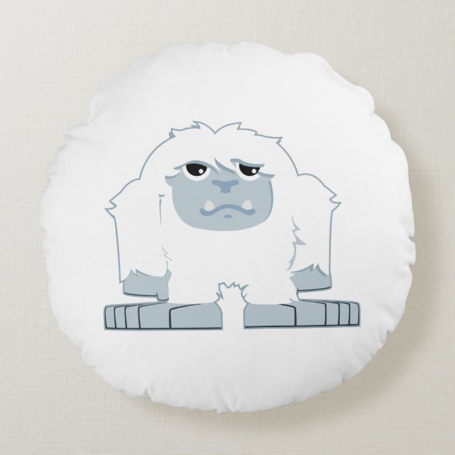 Cute Little Yeti Rund Kudde (Framsidan)