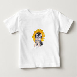 Cute Little Yorkshire puppy hund & solroskonst T-shirt