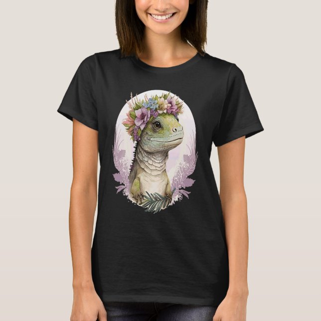 Cute Lizard Flower Crown Lizard T Shirt (Framsida)