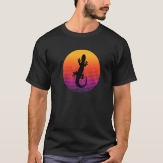 Cute Lizard Gecko Animal Silhouette at Sunset for  T Shirt