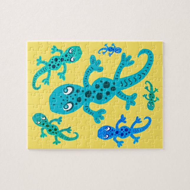 Cute Lizard Geckos med Spots Kids Pussel (Horisontell)