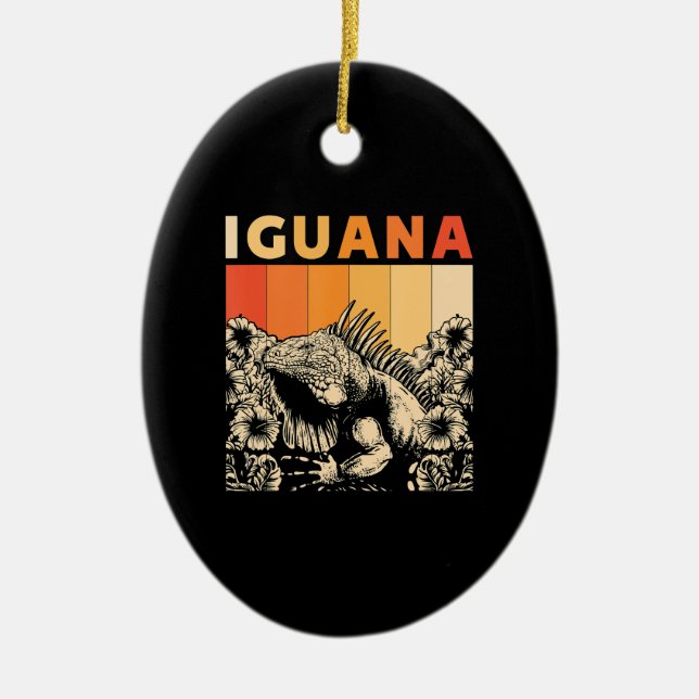 Cute Lizard Iguana Reptil Gift Iguana Julgransprydnad Keramik (Framsidan)