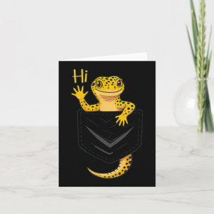 Cute Lizard Reptile Gecko Hälsning Hi Pocket Gift Kort