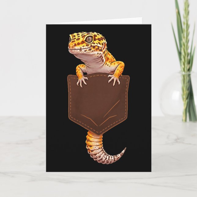 Cute Lizard Reptile Leopard Gecko Pocket Funny Men Kort (Framsida)