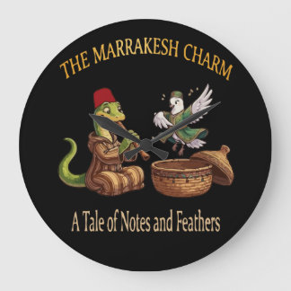 Cute Lizard Snake Charmer & Dancing Pigeon Whimsic Stor Klocka