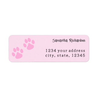 Cute Ljus rosa Animal Pawprint Returadress Etikett