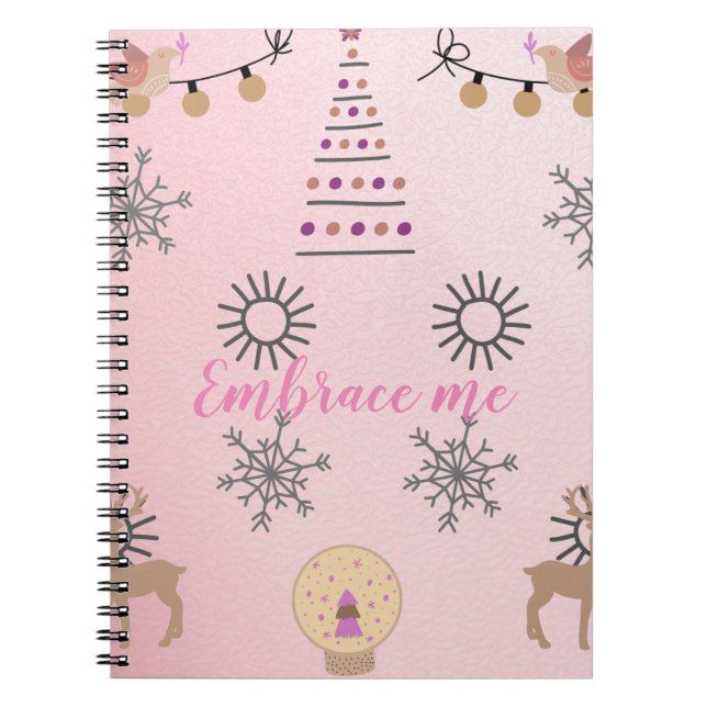 Cute Ljus rosa jul, estetiskt Anteckningsbok (Framsidan)