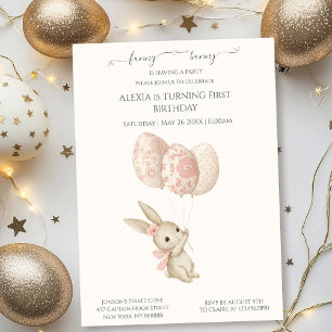 Cute Ljusa rosa Baby Bunny Påsk Inbjudningar