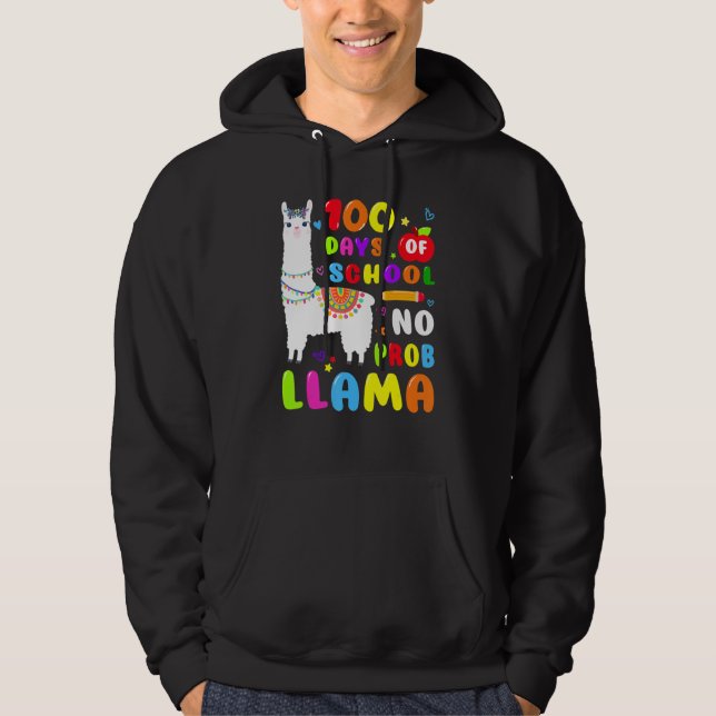 Cute Llama 100 dagar utan prob 100 dagar med Adu Hoodie (Framsida)