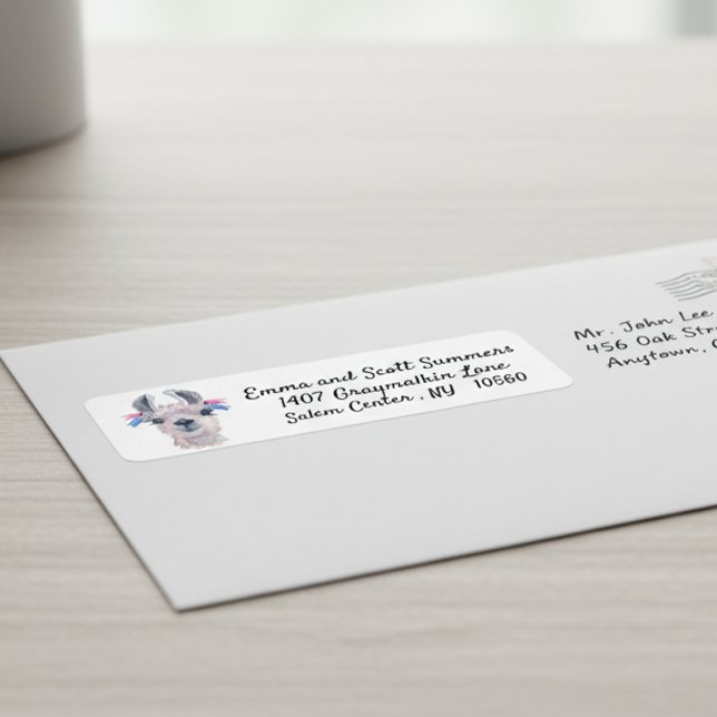 Cute Llama Alpaca Animal Adressetiketters Returadress Etikett (Skapare uppladdad)