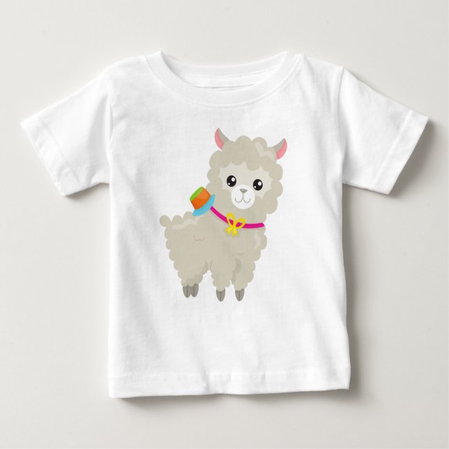Cute Llama, Alpaca, Little Llama, Llama med hög T Shirt (Framsida)