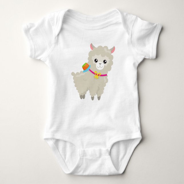 Cute Llama, Alpaca, Little Llama, Llama med hög T Shirt (Framsida)