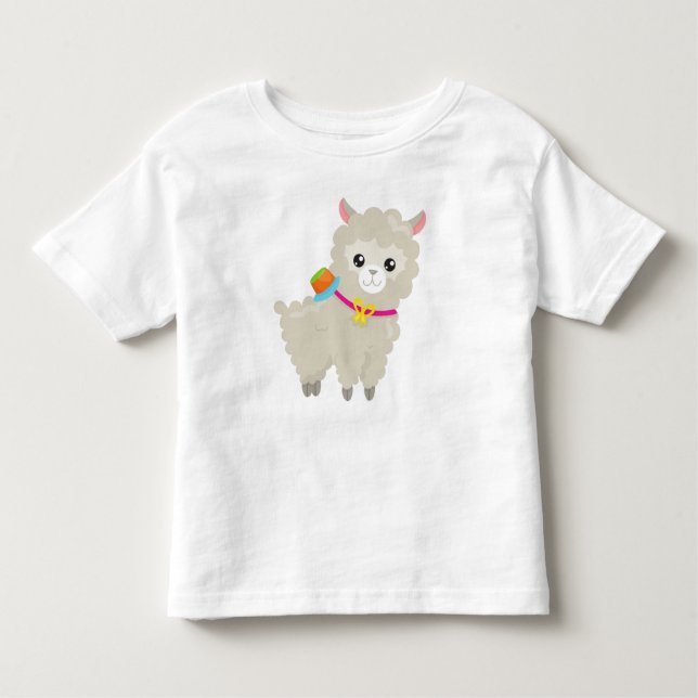 Cute Llama, Alpaca, Little Llama, Llama med hög T Shirt (Framsida)