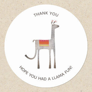 Cute Llama Alpaca Party Tack Runt Klistermärke