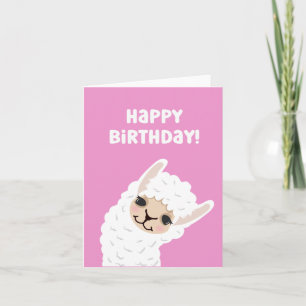 Cute Llama/Alpaca Rosa Birthday Card Kort