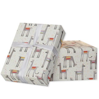 Cute Llama Alpaca Wrapping Papper Presentpapper