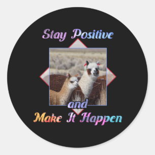 Cute Llama Älskare förblir positivt Runt Klistermärke
