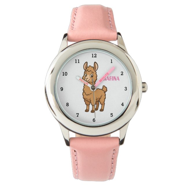 Cute Llama Animal Alpaca Girly Kids Armbandsur (Framsida)