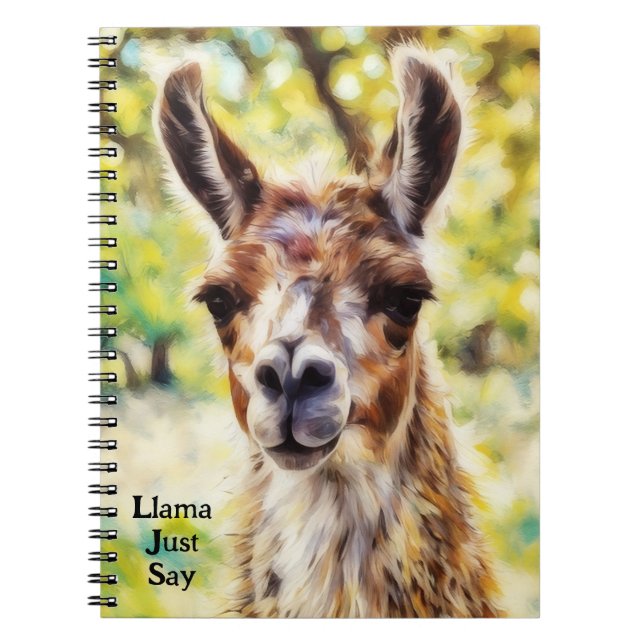 Cute Llama Ansikte Animal Art Journal Anteckningsbok (Framsidan)