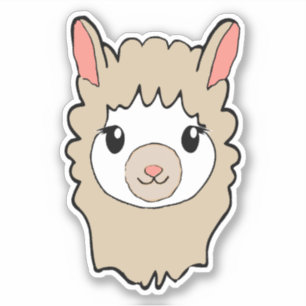 Cute Llama Ansikte Teckning Klistermärken