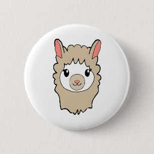 Cute Llama Ansikte Teckning Knapp