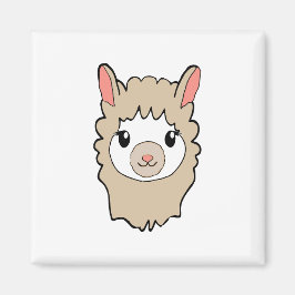 Cute Llama Ansikte Teckning Magnet
