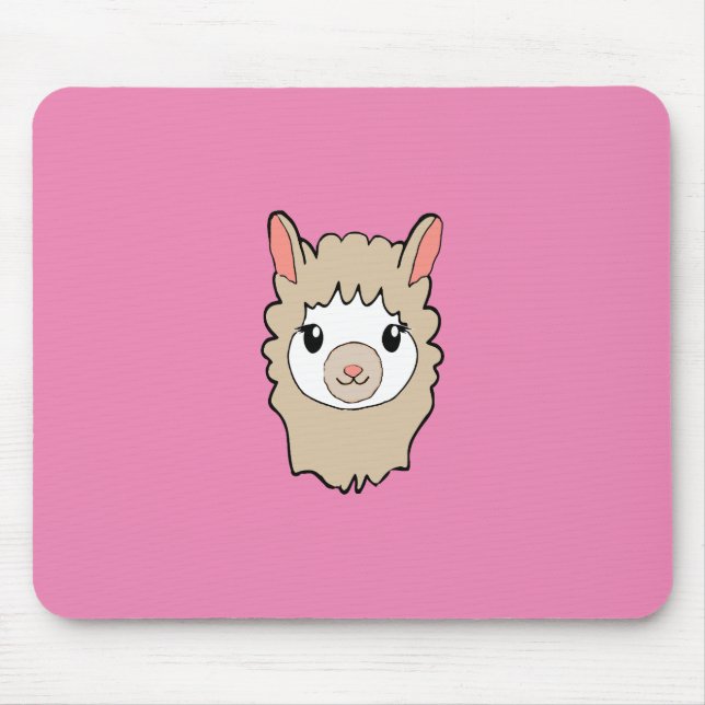 Cute Llama Ansikte Teckning Musmatta (Framsidan)